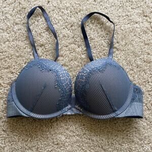 Metallic Blue Victoria's Secret Bombshell Bra 32B
